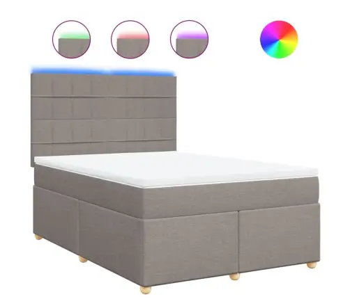 Atsperu Gulta Ar Matraci, Pelēkbrūns, 160X200 Cm, Audums Vidaxl