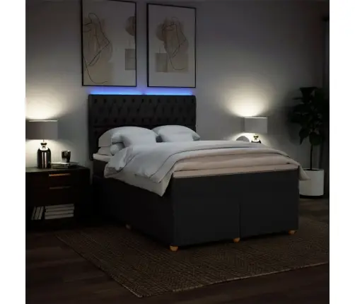 Atsperu Gulta Ar Matraci, Melns, 160X200 Cm, Audums Vidaxl