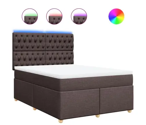 Lova Su Spyruoklėmis Ir Čiužiniu, Ruda, 160X200 cm Audinys