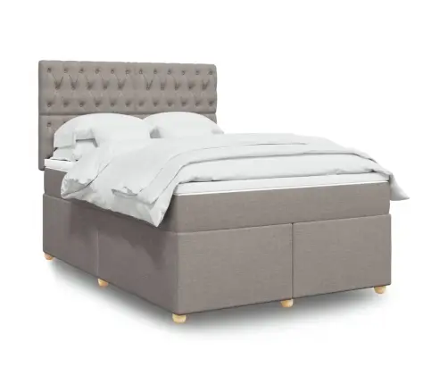 Atsperu Gulta Ar Matraci, Pelēkbrūns, 160X200 Cm, Audums Vidaxl