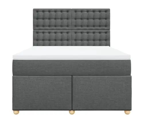 Atsperu Gulta Ar Matraci, Tumši Pelēks, 160X200 Cm, Audums Vidaxl