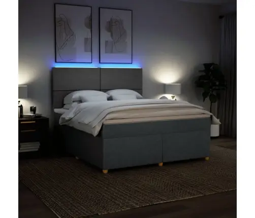 Lova Su Spyruoklėmis/Čiužiniu,Tamsiai Pilka, 180X200cm Audinys