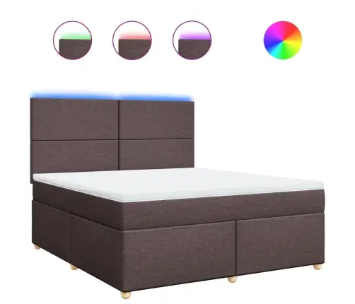 Atsperu Gulta Ar Matraci, Tumši Brūns, 180X200 Cm, Audums Vidaxl