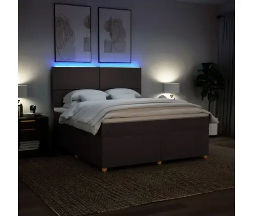 Atsperu Gulta Ar Matraci, Tumši Brūns, 180X200 Cm, Audums Vidaxl