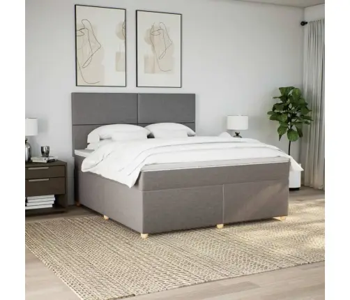 Lova Su Spyruoklėmis Ir Čiužiniu, Taupe, 180X200 cm Audinys