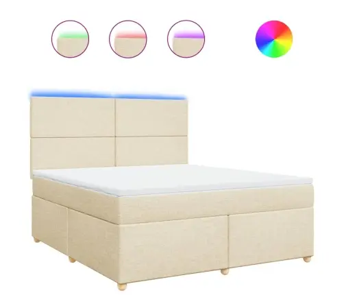 Atsperu Gulta Ar Matraci, Krēmkrāsas, 180X200 Cm, Audums Vidaxl