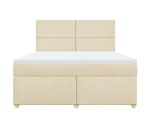 Atsperu Gulta Ar Matraci, Krēmkrāsas, 180X200 Cm, Audums Vidaxl