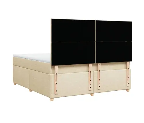 Atsperu Gulta Ar Matraci, Krēmkrāsas, 180X200 Cm, Audums Vidaxl