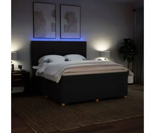 Atsperu Gulta Ar Matraci, Melns, 180X200 Cm, Audums Vidaxl