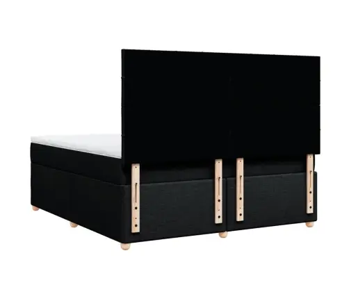 Atsperu Gulta Ar Matraci, Melns, 180X200 Cm, Audums Vidaxl