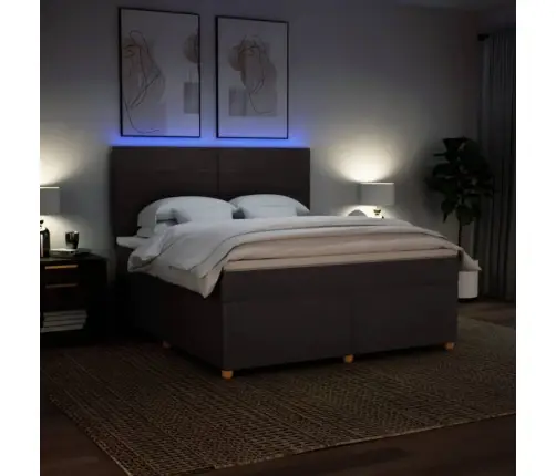 Atsperu Gulta Ar Matraci, Tumši Brūns, 180X200 Cm, Audums Vidaxl