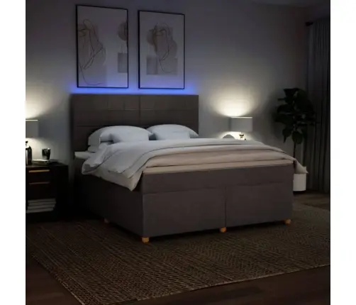 Atsperu Gulta Ar Matraci, Pelēkbrūns, 180X200 Cm, Audums Vidaxl