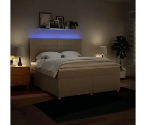 Atsperu Gulta Ar Matraci, Krēmkrāsas, 180X200 Cm, Audums Vidaxl