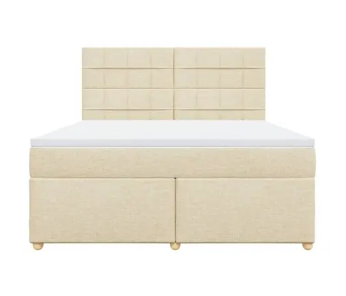 Atsperu Gulta Ar Matraci, Krēmkrāsas, 180X200 Cm, Audums Vidaxl