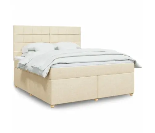 Atsperu Gulta Ar Matraci, Krēmkrāsas, 180X200 Cm, Audums Vidaxl