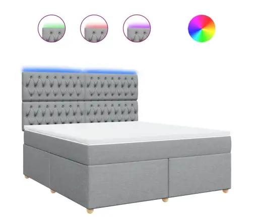 Atsperu Gulta Ar Matraci, Gaiši Pelēka Audums, 180X200 Cm Vidaxl