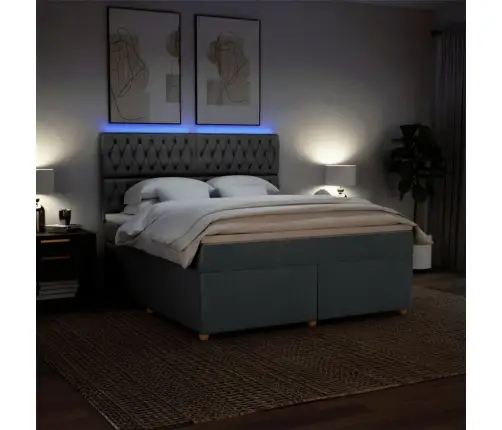 Atsperu Gulta Ar Matraci, Tumši Pelēks, 180X200 Cm, Audums Vidaxl