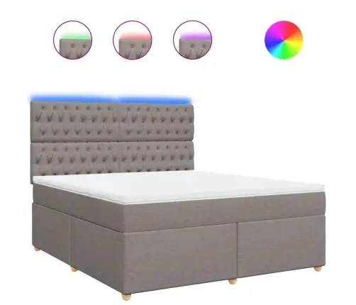 Lova Su Spyruoklėmis Ir Čiužiniu, Taupe, 180X200 cm Audinys