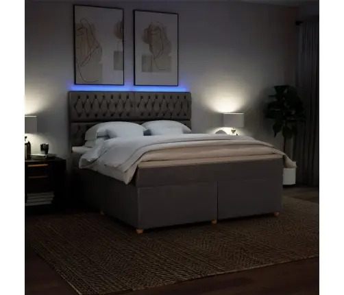 Lova Su Spyruoklėmis Ir Čiužiniu, Taupe, 180X200 cm Audinys