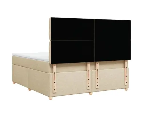 Lova Su Spyruoklėmis Ir Čiužiniu, Kreminė, 180X200 cm Audinys