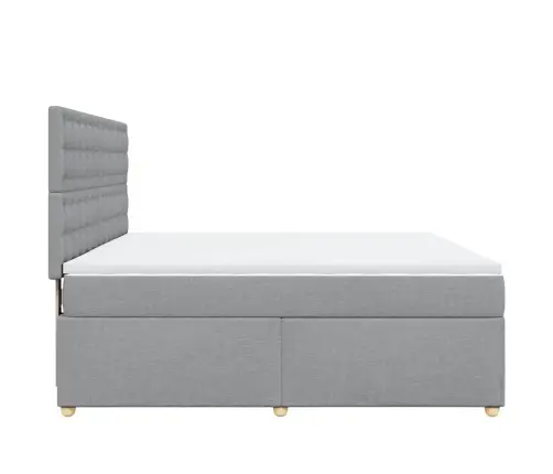 Atsperu Gulta Ar Matraci, Gaiši Pelēka Audums, 180X200 Cm Vidaxl