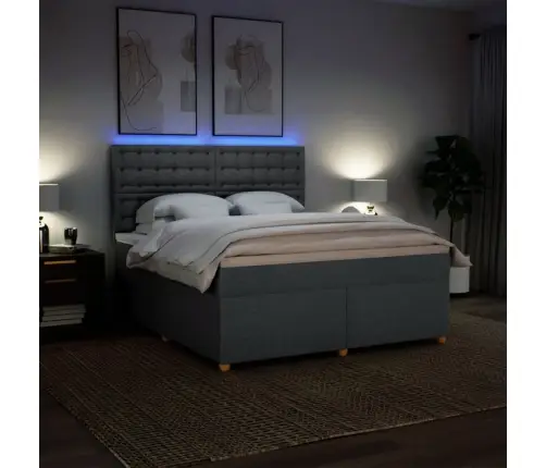 Atsperu Gulta Ar Matraci, Tumši Pelēks, 180X200 Cm, Audums Vidaxl