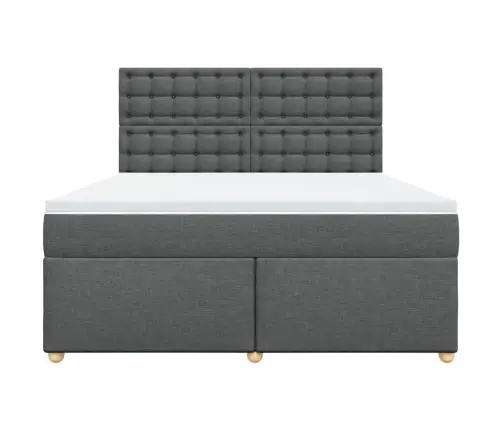 Atsperu Gulta Ar Matraci, Tumši Pelēks, 180X200 Cm, Audums Vidaxl