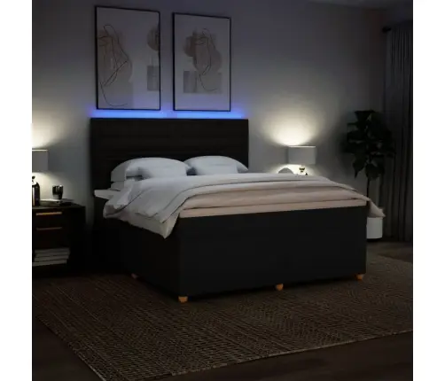 Atsperu Gulta Ar Matraci, Melns, 180X200 Cm, Audums Vidaxl