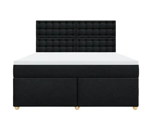 Atsperu Gulta Ar Matraci, Melns, 180X200 Cm, Audums Vidaxl