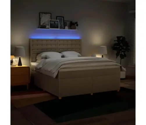 Atsperu Gulta Ar Matraci, Krēmkrāsas, 180X200 Cm, Audums Vidaxl