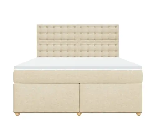 Atsperu Gulta Ar Matraci, Krēmkrāsas, 180X200 Cm, Audums Vidaxl