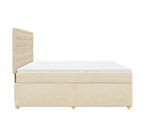 Atsperu Gulta Ar Matraci, Krēmkrāsas, 180X200 Cm, Audums Vidaxl
