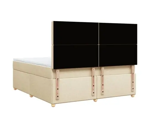 Atsperu Gulta Ar Matraci, Krēmkrāsas, 180X200 Cm, Audums Vidaxl