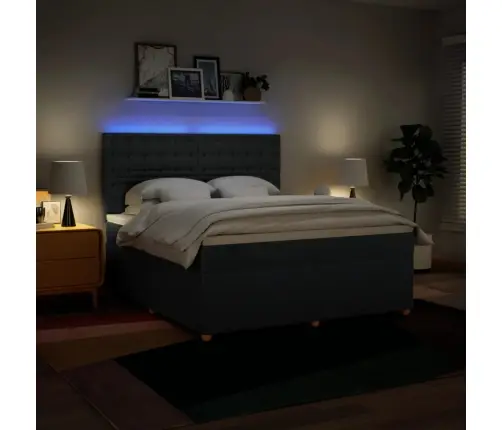 Atsperu Gulta Ar Matraci, Zils, 180X200 Cm, Audums Vidaxl