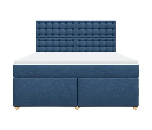 Atsperu Gulta Ar Matraci, Zils, 180X200 Cm, Audums Vidaxl