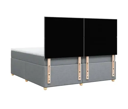 Atsperu Gulta Ar Matraci, Gaiši Pelēka Audums, 200X200Cm Vidaxl