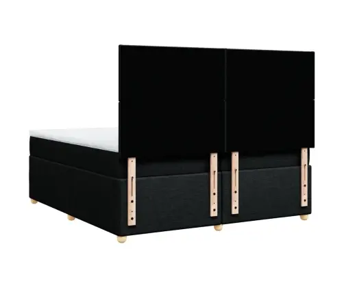 Atsperu Gultas Rāmis Ar Matraci, Melna Audums, 200X200 Cm Vidaxl