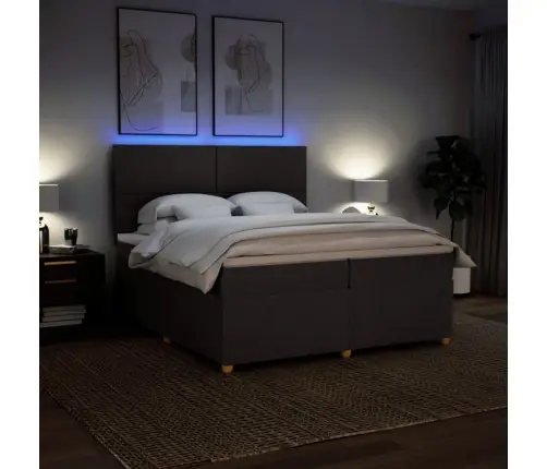 Atsperu Gultas Rāmis Ar Matraci, Tumši Brūna, 200X200Cm, Audums Vidaxl