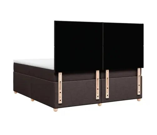 Atsperu Gultas Rāmis Ar Matraci, Tumši Brūna, 200X200Cm, Audums Vidaxl