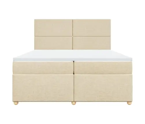 Atsperu Gultas Rāmis Ar Matraci, Krēmkrāsas Audums, 200X200 Cm Vidaxl