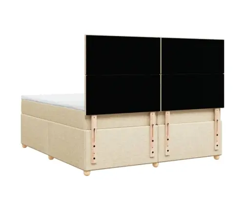 Atsperu Gultas Rāmis Ar Matraci, Krēmkrāsas Audums, 200X200 Cm Vidaxl