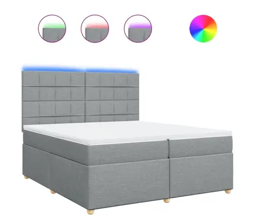 Atsperu Gulta Ar Matraci, Gaiši Pelēka Audums, 200X200Cm Vidaxl