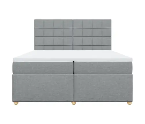 Atsperu Gulta Ar Matraci, Gaiši Pelēka Audums, 200X200Cm Vidaxl