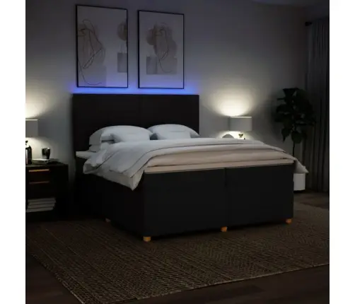 Atsperu Gultas Rāmis Ar Matraci, Melna Audums, 200X200 Cm Vidaxl