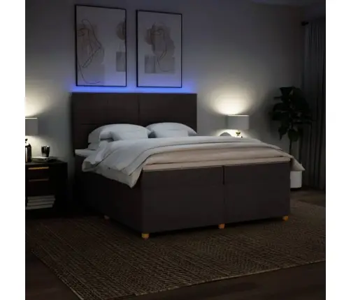 Atsperu Gultas Rāmis Ar Matraci, Tumši Brūna, 200X200Cm, Audums Vidaxl