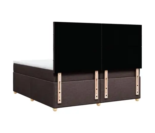 Atsperu Gultas Rāmis Ar Matraci, Tumši Brūna, 200X200Cm, Audums Vidaxl