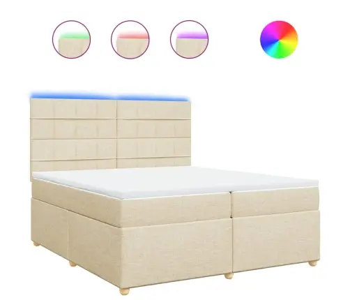 Atsperu Gultas Rāmis Ar Matraci, Krēmkrāsas Audums, 200X200 Cm Vidaxl