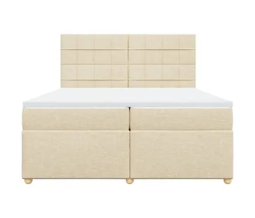 Atsperu Gultas Rāmis Ar Matraci, Krēmkrāsas Audums, 200X200 Cm Vidaxl