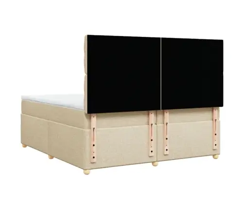 Atsperu Gultas Rāmis Ar Matraci, Krēmkrāsas Audums, 200X200 Cm Vidaxl