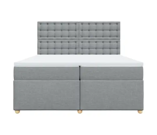 Atsperu Gulta Ar Matraci, Gaiši Pelēka Audums, 200X200Cm Vidaxl